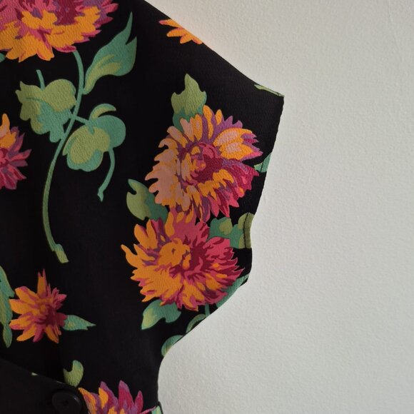 ZARA TRF Floral Mini Dress | Black with Pink & Orange Flowers | Size XS - Picture 13 of 13